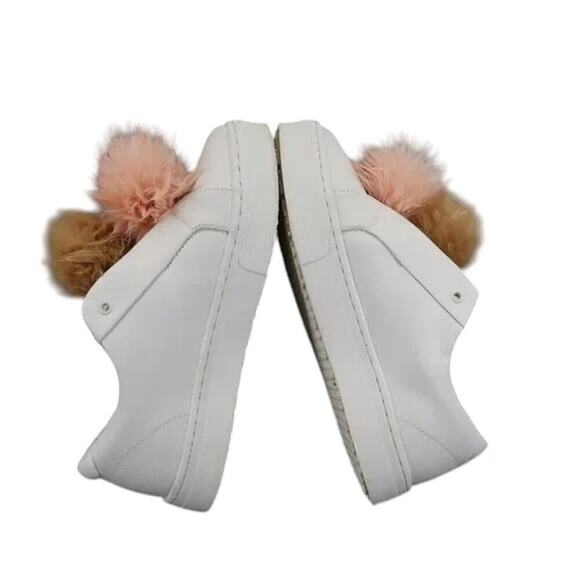 Sam Edelman Shoes Womens 8.5 Sneakers Leya Fashion Pom Pom Slip On Leather White - Picture 8 of 14